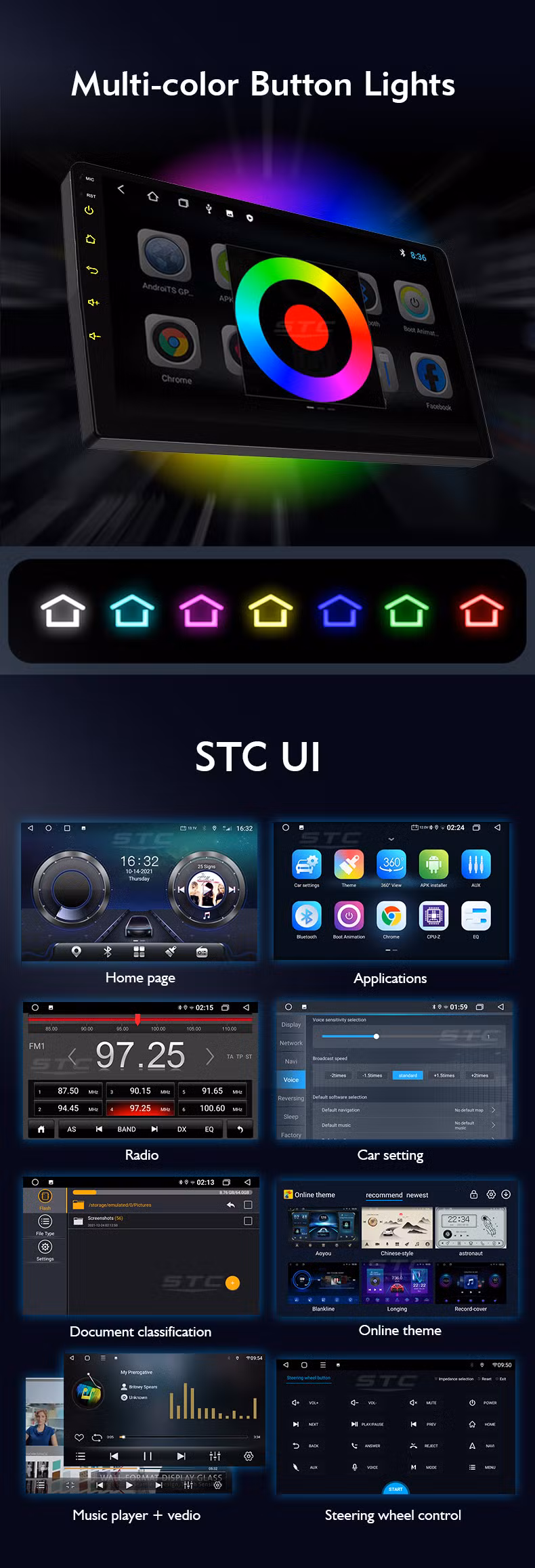 4+64/6+128 Android 11 Car Stereo 2 DIN Touch Screen Multimedia Player GPS Navigation7 Inch Portable DVD Player for Car Android