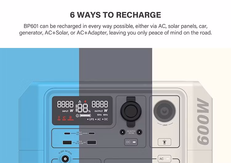Fast Charging 600 Watt Powerstation LiFePO4 Battery Portable Home Backup Power Station