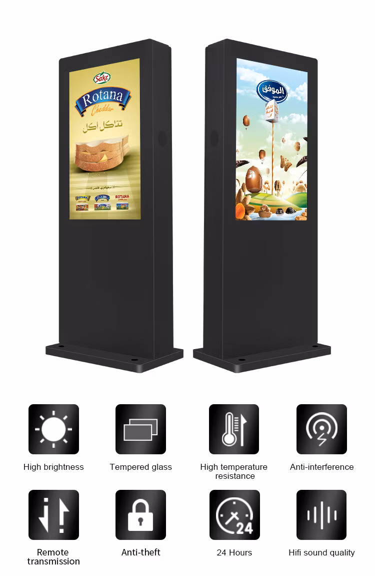 Intelligent Split Screen 32 Inch Vertical Standing LCD Digital Signage Android Outdoor Advertising Player