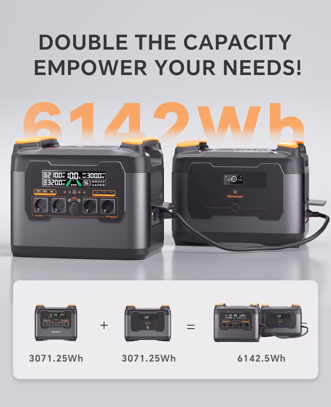 Power Supply 3000W LiFePO4 Battery Backup UPS Portable Power Station Solar Generator