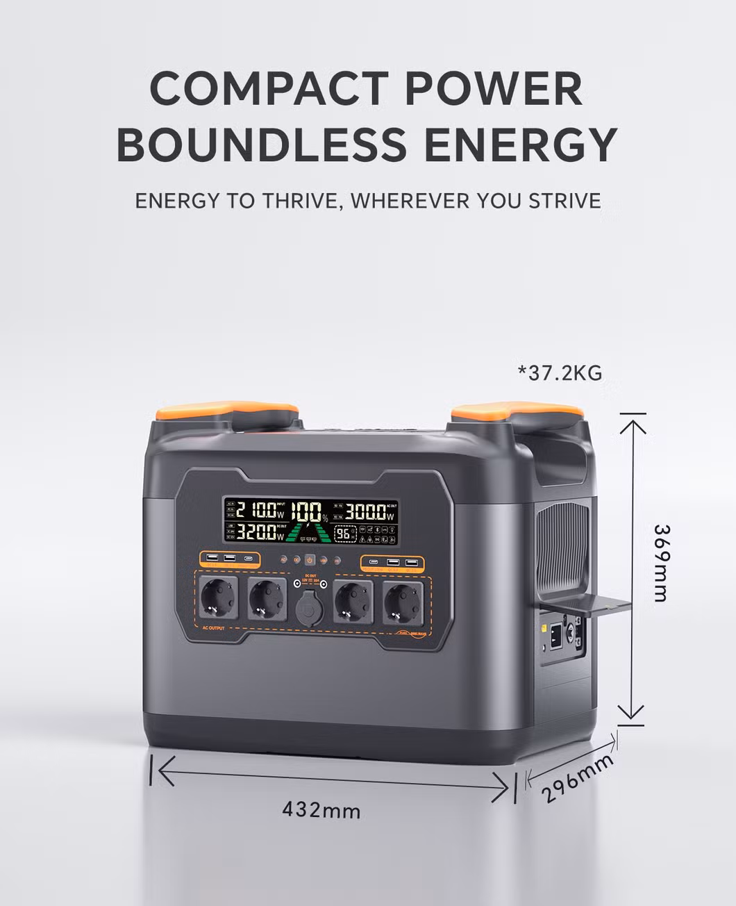 Power Supply 3000W LiFePO4 Battery Backup UPS Portable Power Station Solar Generator