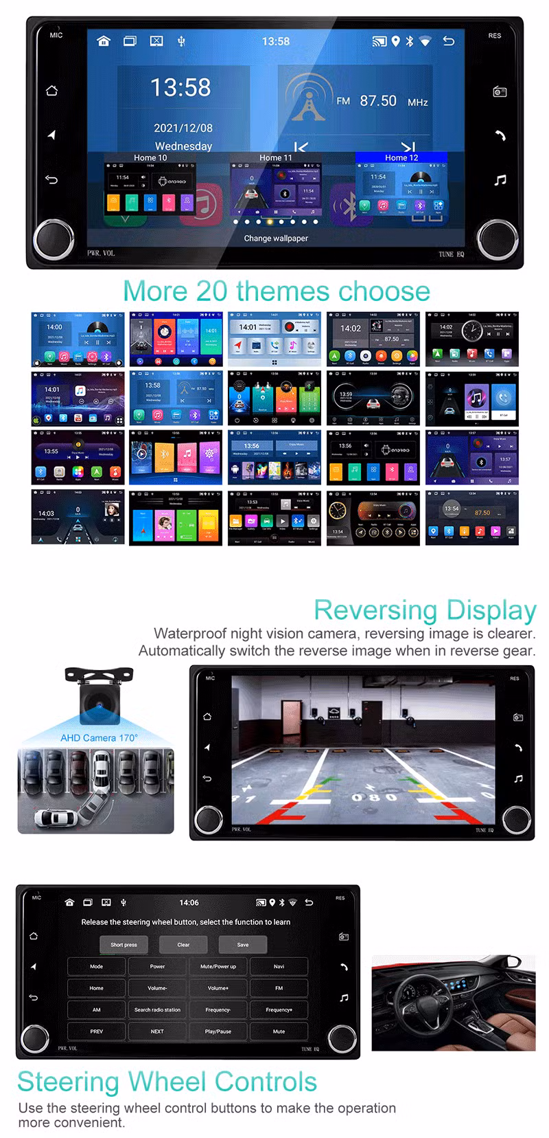 Android Car Radio 7 Inch Rearview Camera Full Touch Screen GPS Navigation Multimedia Player for Toyota