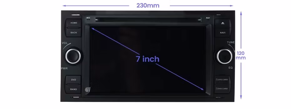 Android Car Radio WiFi Touch Screen with CD DVD Player for 7 Inch Ford Black Car-Play Auto GPS Navigation