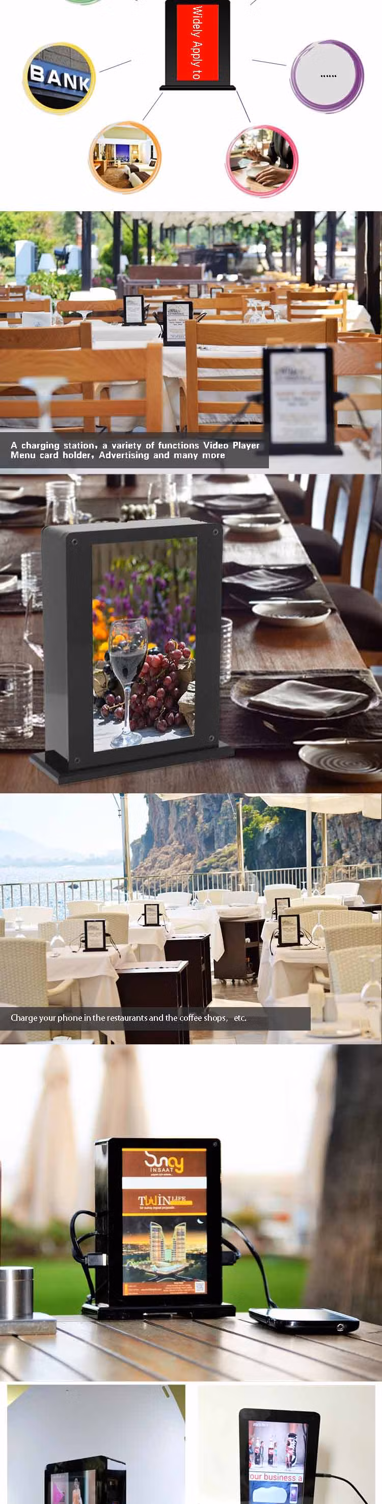 Desktop 7 Inch Table Top Digital Signage LCD Android Advertising Player with Calling Function