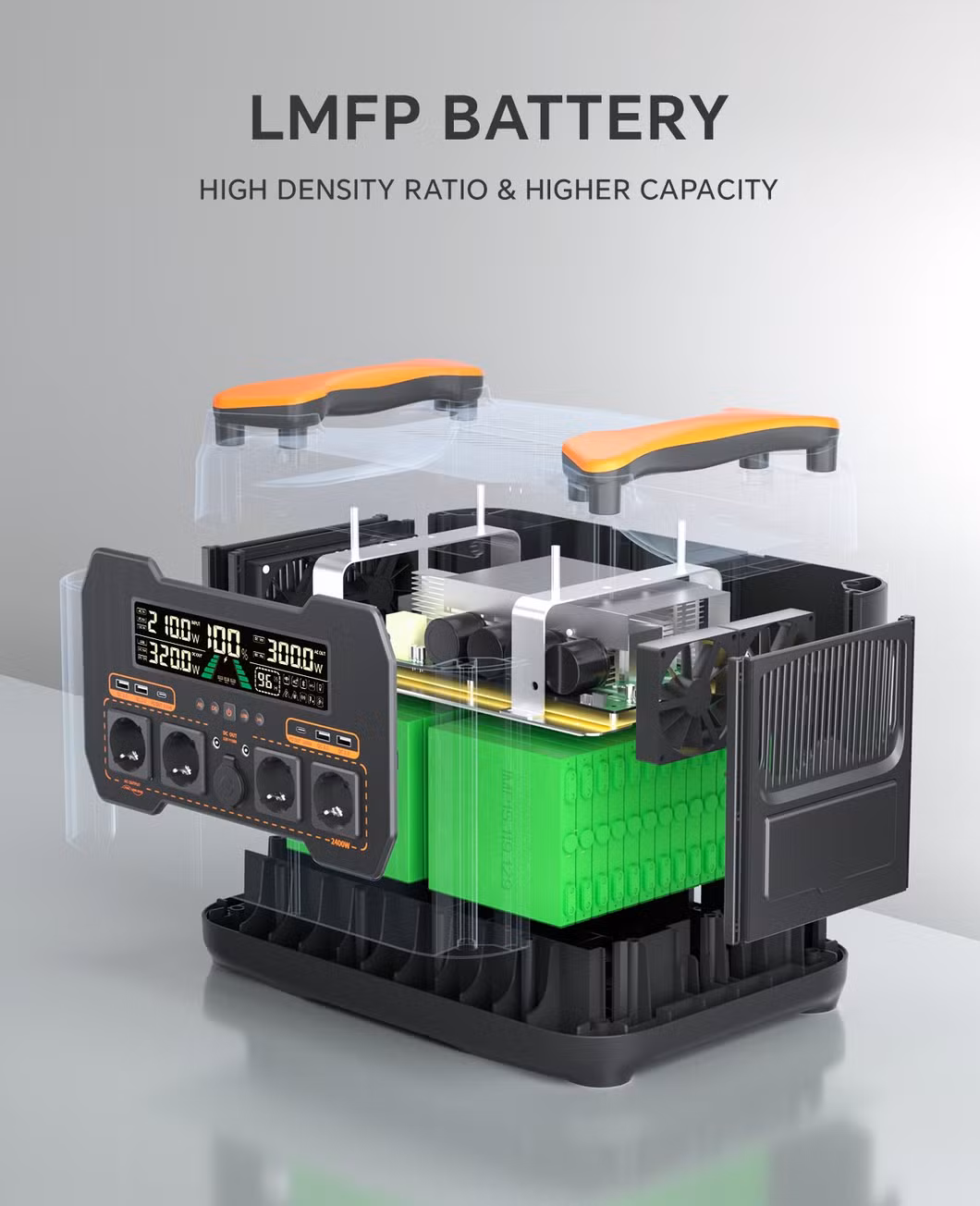 Power Supply 3000W LiFePO4 Battery Backup UPS Portable Power Station Solar Generator