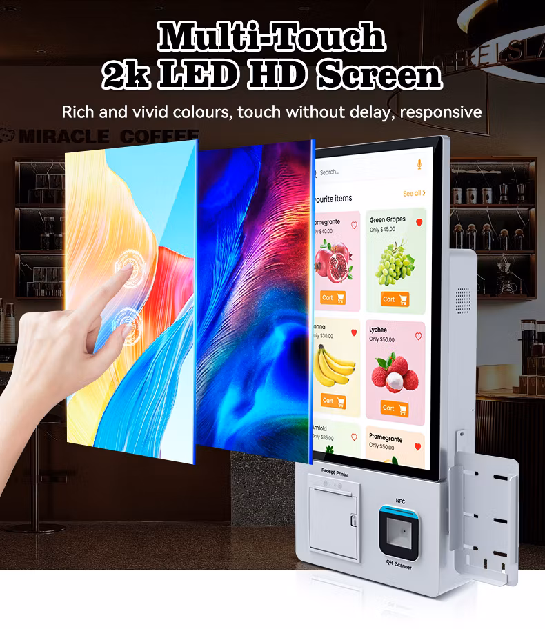 21.5 Inches Android Windows Fast Food Restaurant Touchscreen Self-Order Service Software