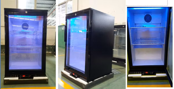 Small Fridges Compact Counter Top Table 165L Hotel Room Refrigerator Glass Door Refrigerated Display