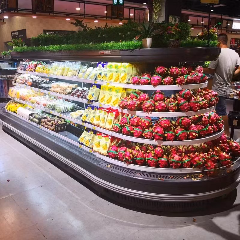 Supermarket Mini Island Display Cabinet Vegetables and Fruits Fresh-Keeping Freezer Convenience Store Yogurt Beverage Refrigerator Commercial