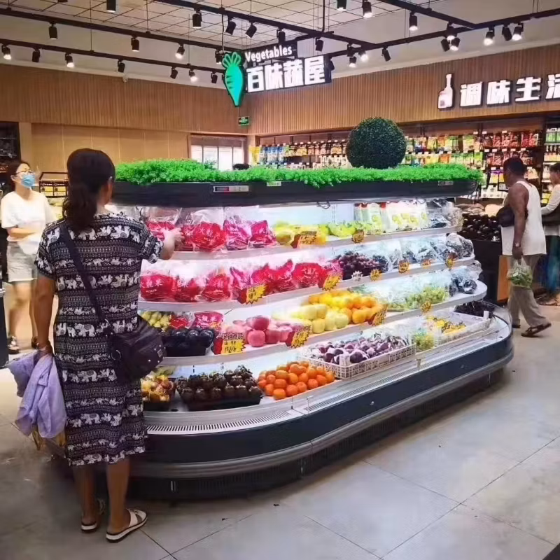 Supermarket Mini Island Display Cabinet Vegetables and Fruits Fresh-Keeping Freezer Convenience Store Yogurt Beverage Refrigerator Commercial