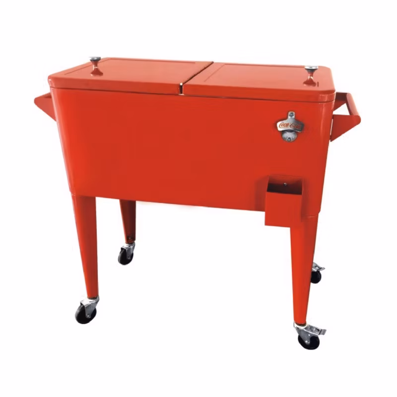 80qt Patio Camping Outdoor Ice Cool Cart Ice Beer Beverage Chest Metal Rolling Cooler Box with Wheels