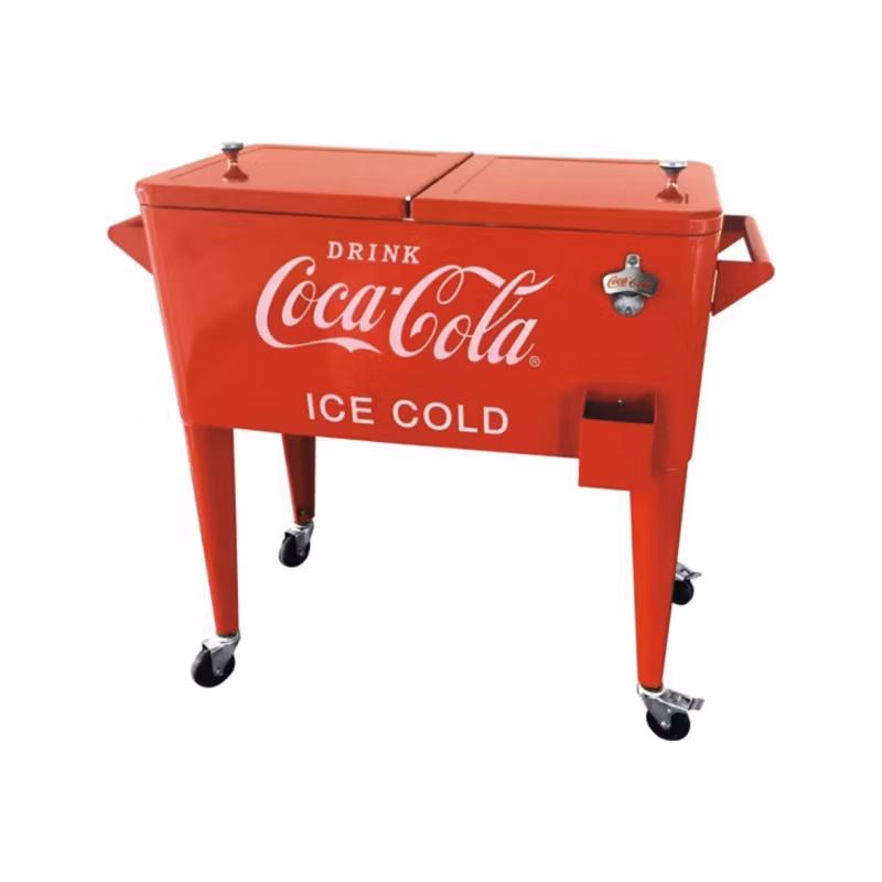 80qt Patio Camping Outdoor Ice Cool Cart Ice Beer Beverage Chest Metal Rolling Cooler Box with Wheels