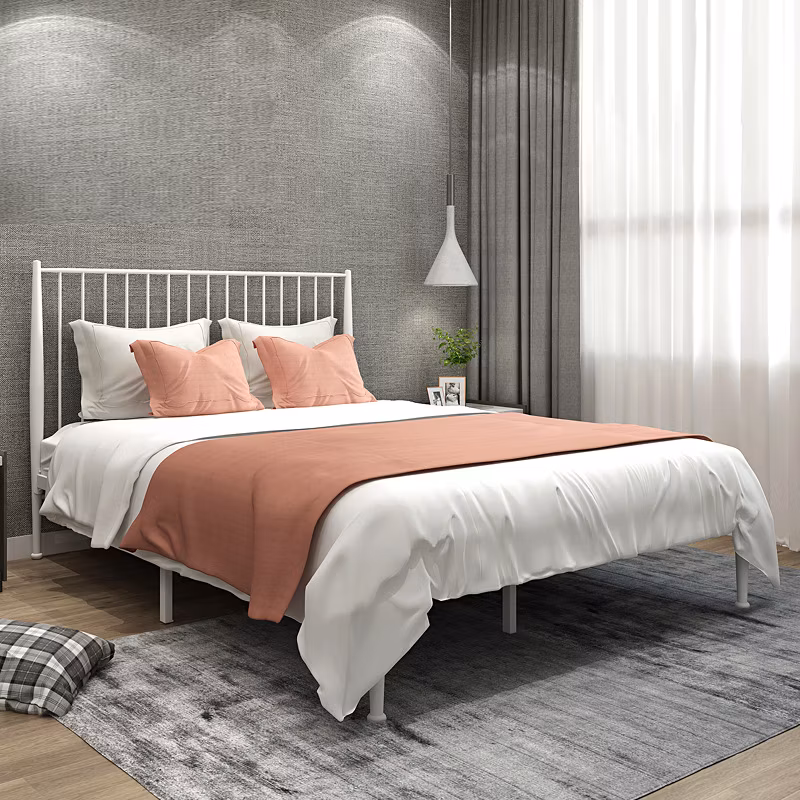 Facotry Sale Durable Custom White Iron Full Size Bed Frame for Home