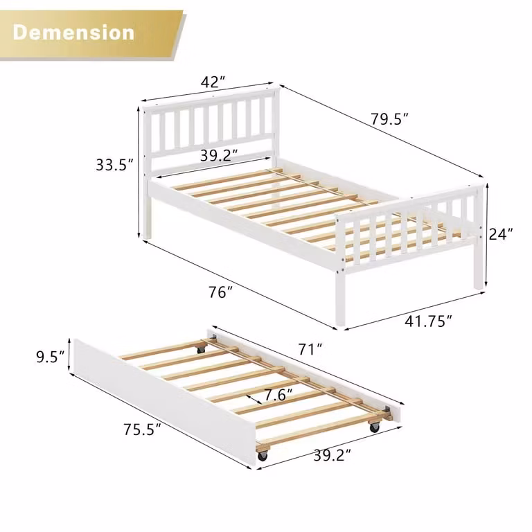 New Arrival Modern Bedroom Set Furniture Mobile Durable Kids Twin Daybed Frame Adjustable Wooden Cabin Bed Trundle Bed