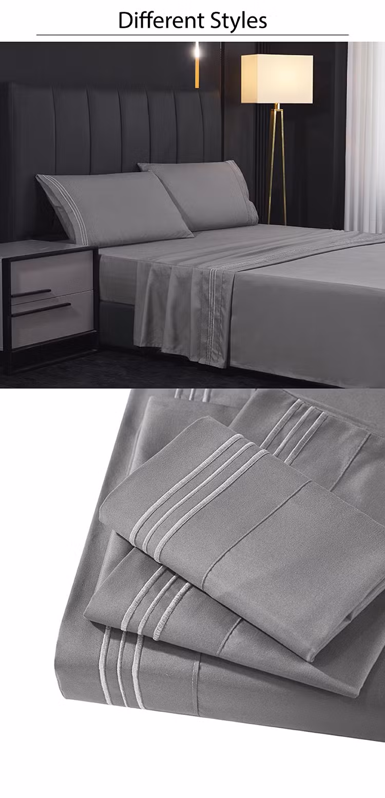 Wholesale Customized Luxury 4 Piece Extra Soft Hotel Elastic Fitted Bedding Sheet