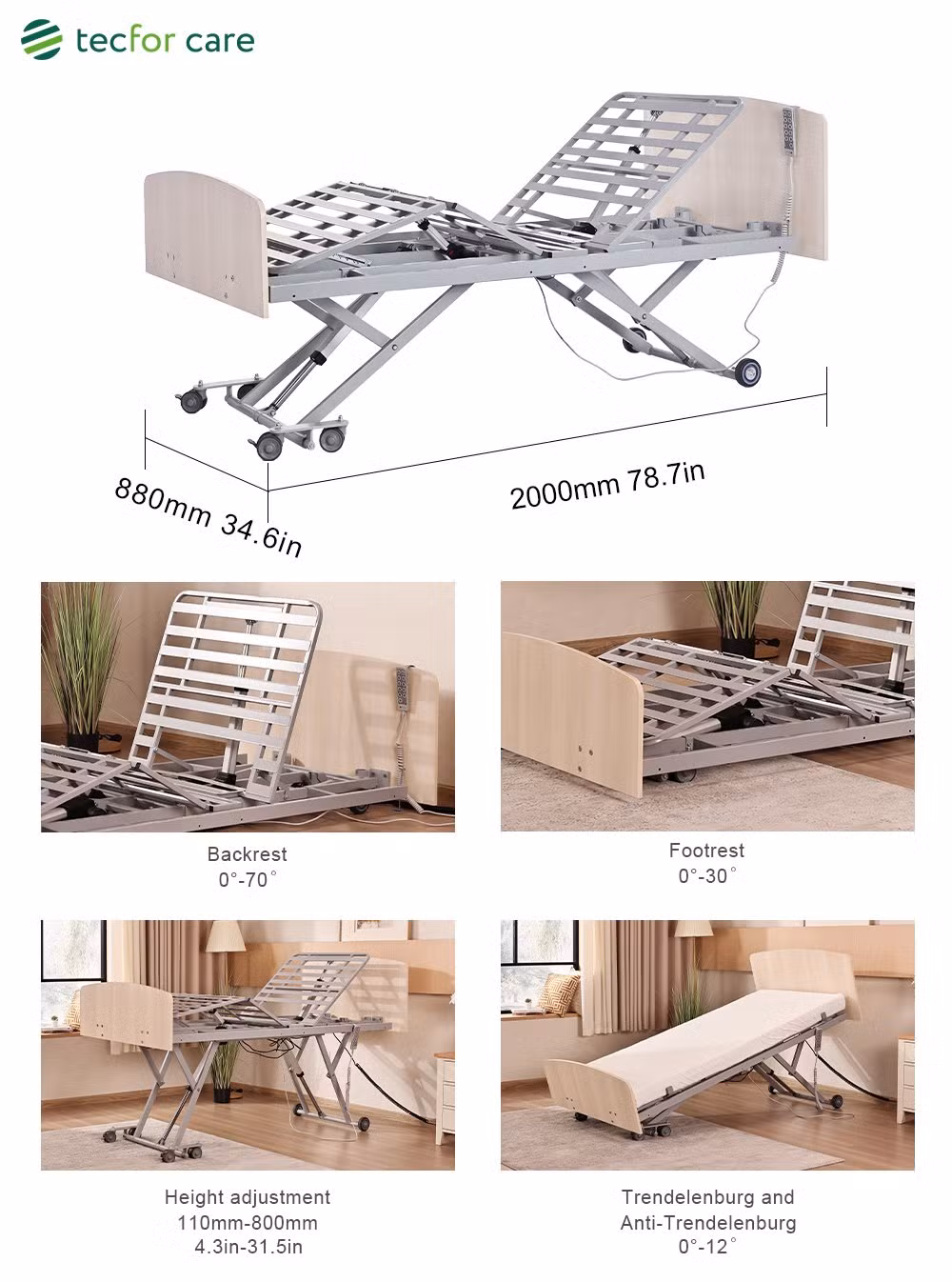 Hospital Bed with Electric Motor for Home Care Bedding Sheet Sets