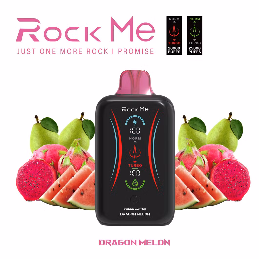 Rock Me RM25000 Puffs Bar OEM ODM Top Sales Mgk Factory Wholesale 2% 5% 18000 Puffs Atomizer Display Screen Rechargeable Disposable Vape.