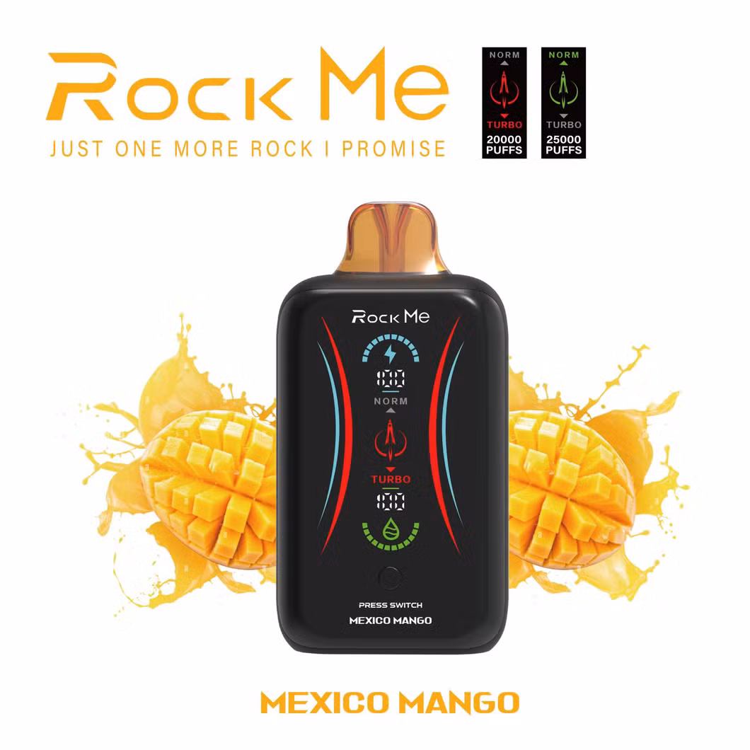 Rock Me RM25000 Puffs Bar OEM ODM Top Sales Mgk Factory Wholesale 2% 5% 18000 Puffs Atomizer Display Screen Rechargeable Disposable Vape.
