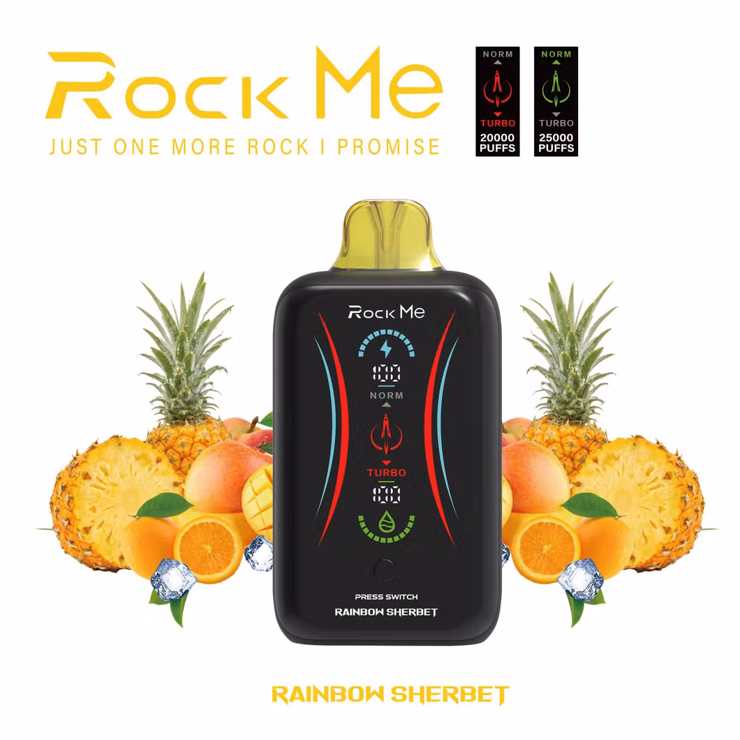 Rock Me RM25000 Puffs Bar OEM ODM Top Sales Mgk Factory Wholesale 2% 5% 18000 Puffs Atomizer Display Screen Rechargeable Disposable Vape.