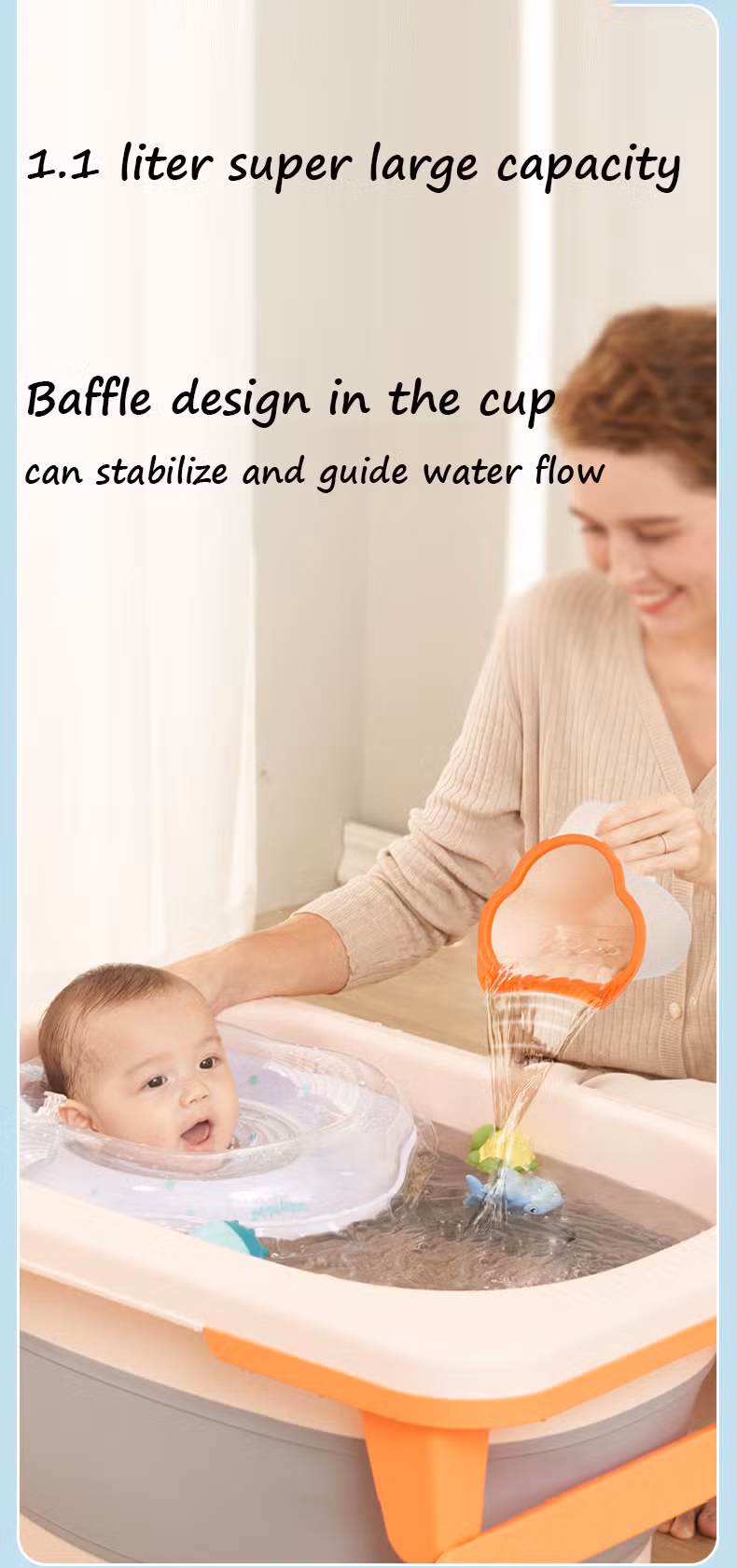 New Design Plastic PP TPE Children Baby Kids Bathing Products Waterfall Bath Shampoo Rinse Cup for Babies Infant