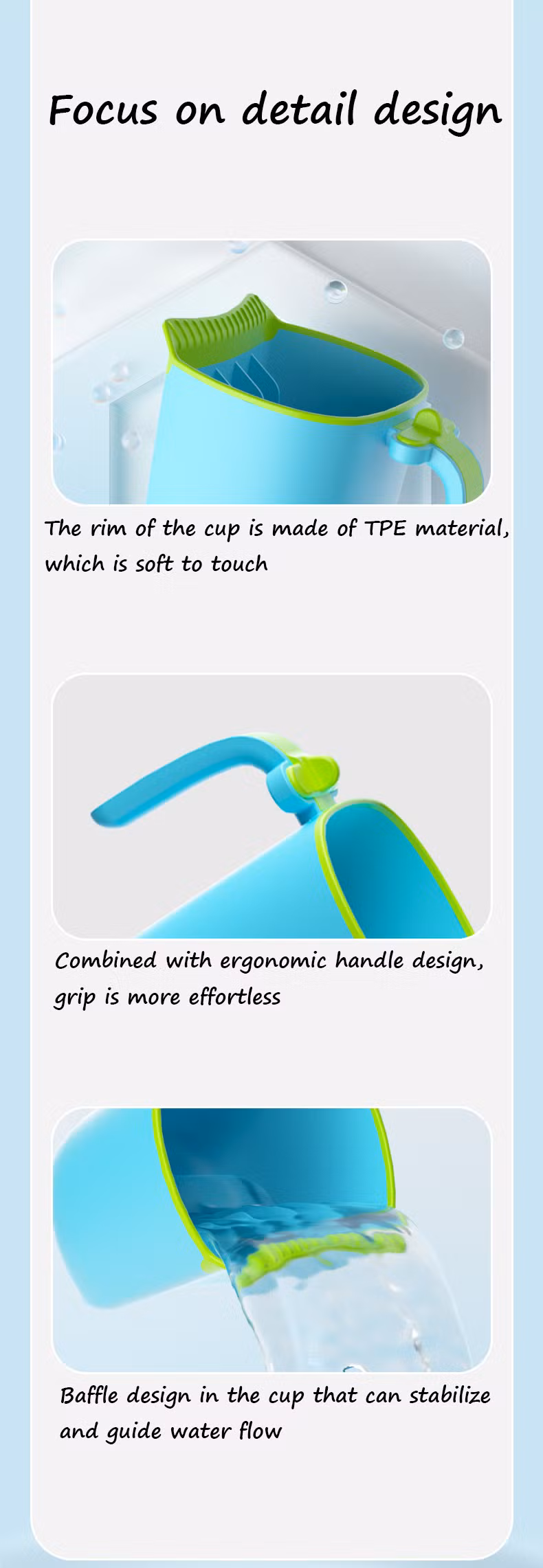 New Design Plastic PP TPE Children Baby Kids Bathing Products Waterfall Bath Shampoo Rinse Cup for Babies Infant