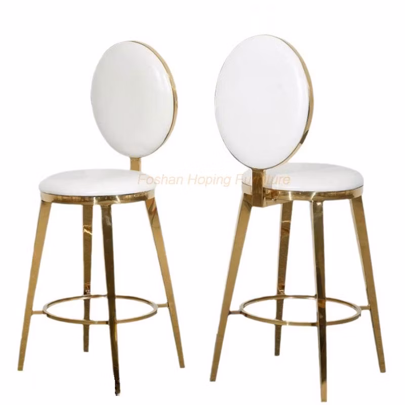 Bar Furniture Luxury 4 Leg Gold Stainless Steel Bar Stools Hole Back Club High Chair