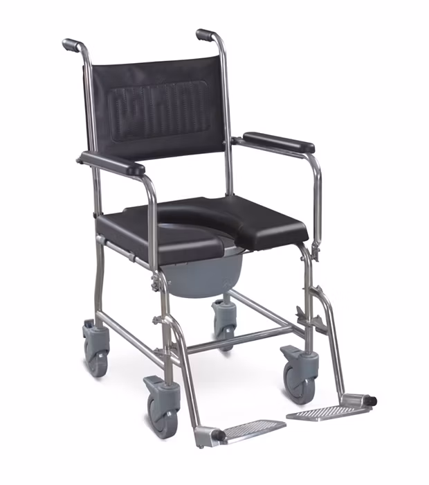 Black PP Material Portable Toilet Mobile Potty Chair Commode Chair