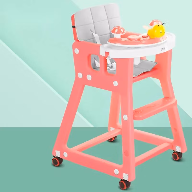 High Quality Multifunctional Adjustable Folding Baby Children Dining High Chair with Wheel