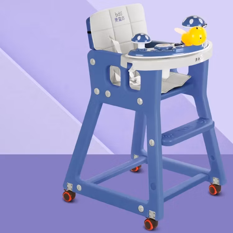 High Quality Multifunctional Adjustable Folding Baby Children Dining High Chair with Wheel