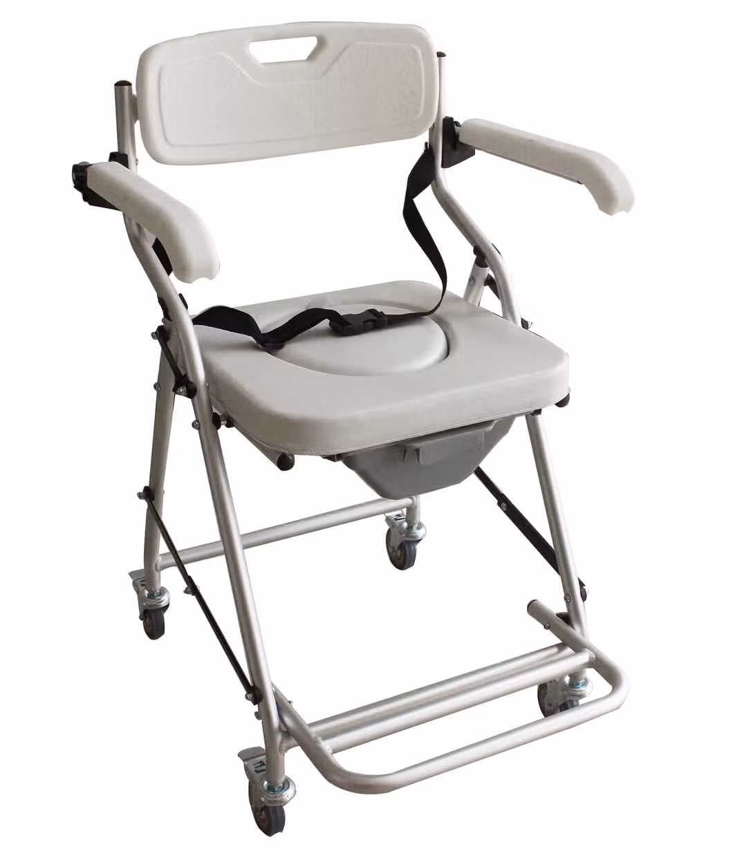 Black PP Material Portable Toilet Mobile Potty Chair Commode Chair