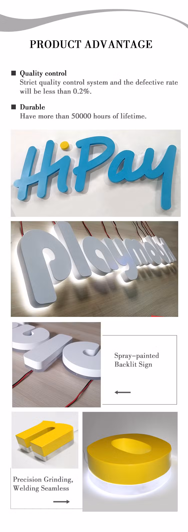 3D LED Letter Light Luminous Frontlit and Backlit Business Logo Signage Acrylic Signs for Decoration