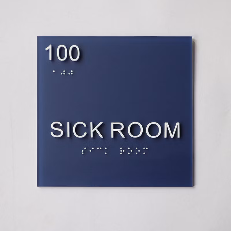 Acrylic Ada Hotel Sick Room Number Sign on The Wall with Braille