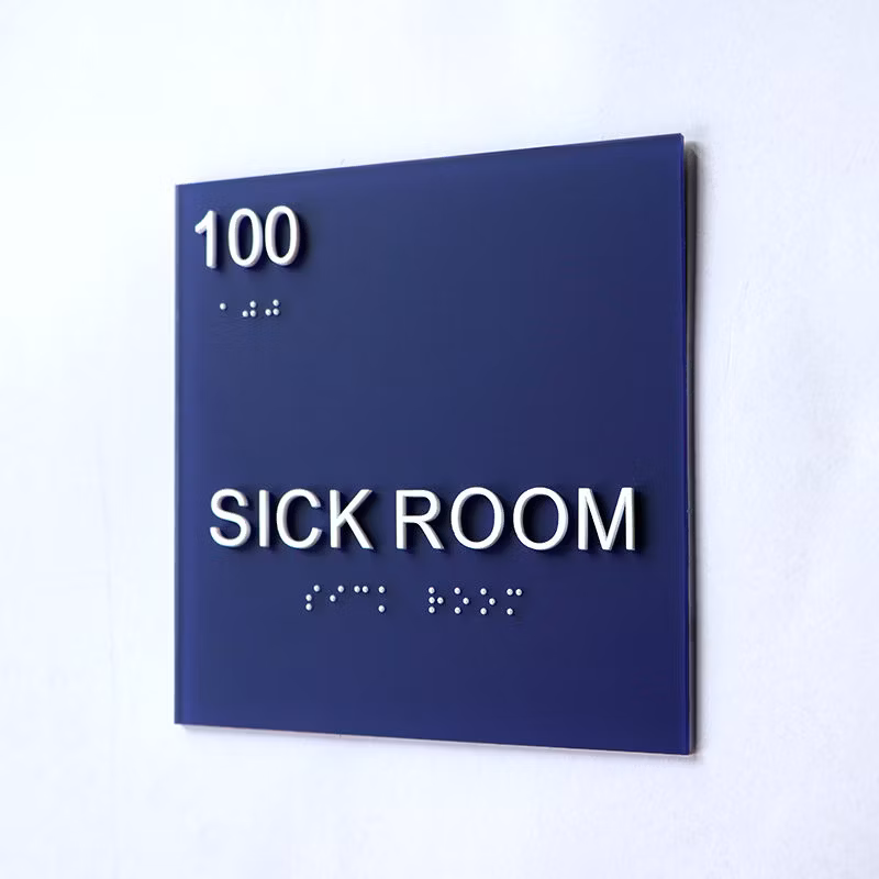 Acrylic Ada Hotel Sick Room Number Sign on The Wall with Braille