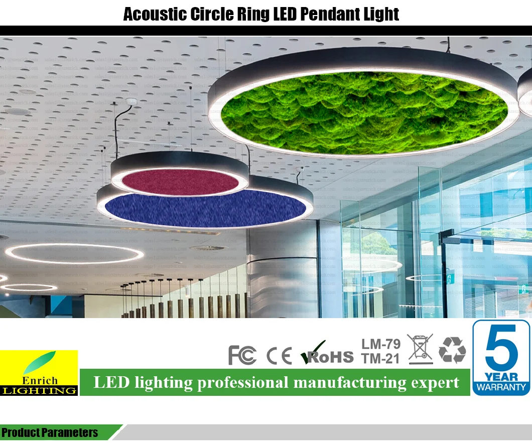 Triac Diming Acoustic Bedroom Lamp Ceiling Lamps with Green Moss Sound-Absorbing Panel