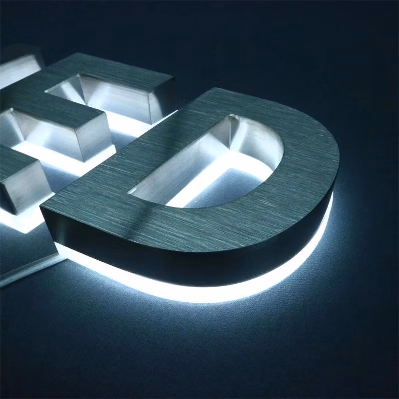 Customizable 3D Advertising Logo Market Sign LED Lamp Stainless Steel Light