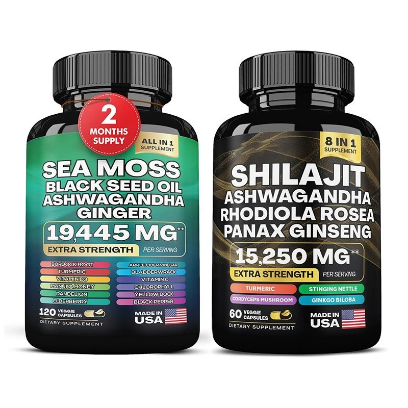 Private Label Vitamin Supplement Sea Moss, Black Seed Oil, Ashwagandha Blended Capsules