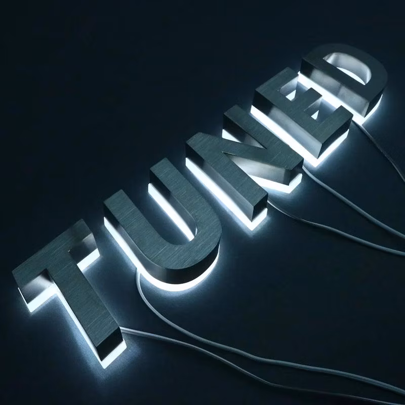 Customizable 3D Advertising Logo Market Sign LED Lamp Stainless Steel Light
