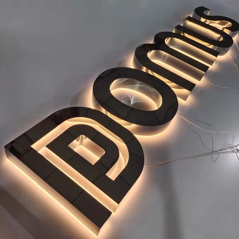 Outdoor 3D Custom LED Letter Name Sign Stainless Steel Backlit Letters