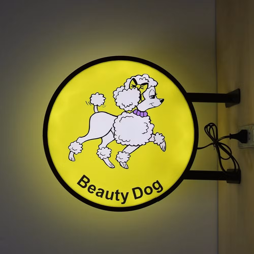 Double Sided Outdoor Circular Illuminated LED Light Box Projecting Sign Advertising Sign