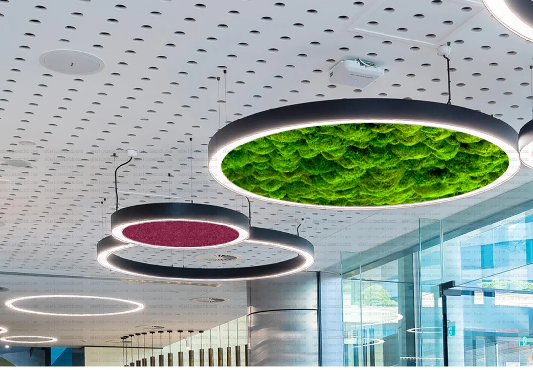 Triac Diming Acoustic Bedroom Lamp Ceiling Lamps with Green Moss Sound-Absorbing Panel