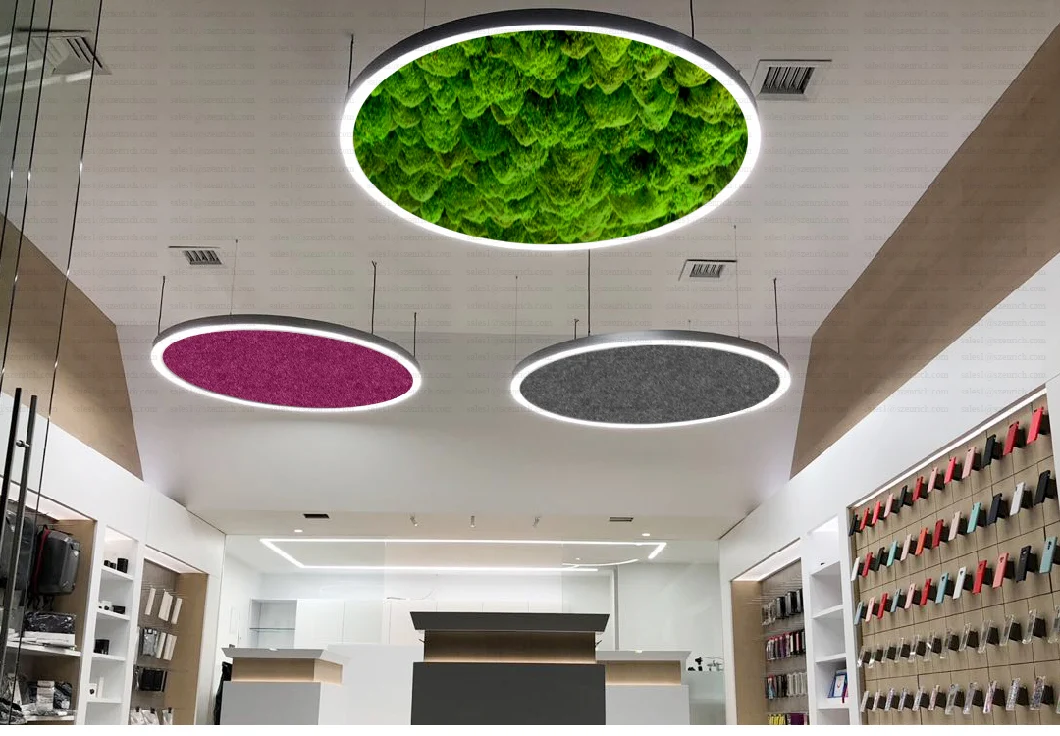 Triac Diming Acoustic Bedroom Lamp Ceiling Lamps with Green Moss Sound-Absorbing Panel