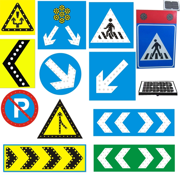 Solar Traffic Road Street Route Indicator Guideboard Nameplate Warning Speed Pedestrian Cross Light Direction Sign