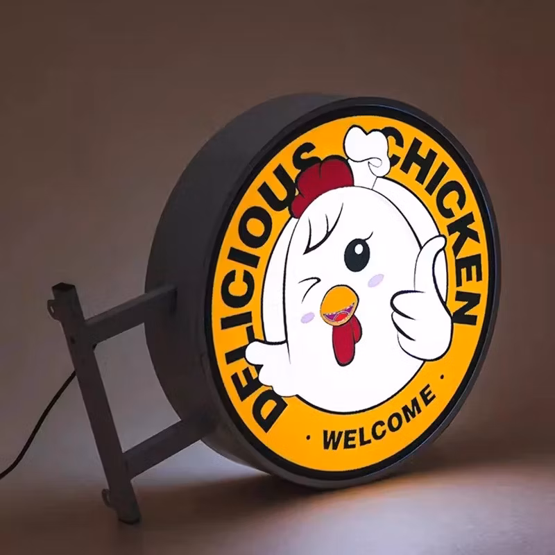 Double Sided Outdoor Circular Illuminated LED Light Box Projecting Sign Advertising Sign
