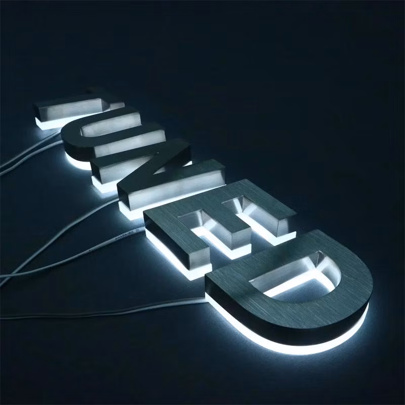 Customizable 3D Advertising Logo Market Sign LED Lamp Stainless Steel Light