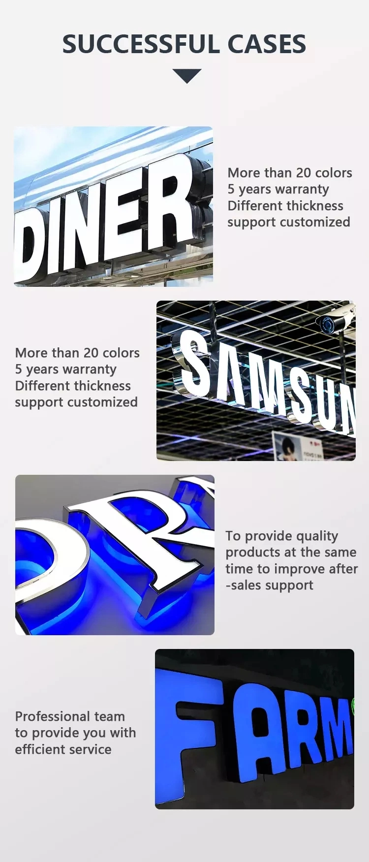 Outdoor Indoor Acrylic Aluminum Fabricated 3D Frontlit LED Custom Channel Letter Sign Channel Letter