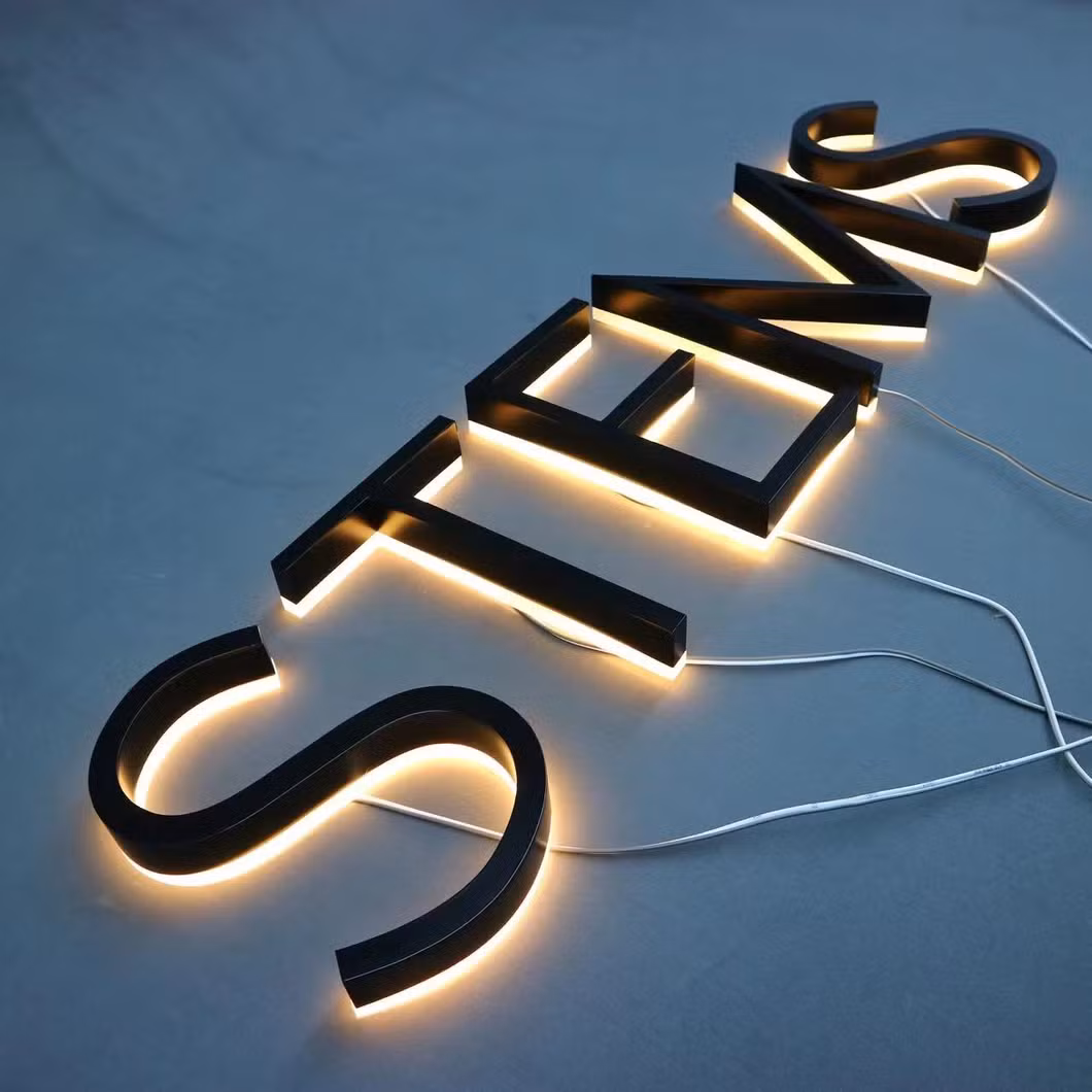 Outdoor 3D Custom LED Letter Name Sign Stainless Steel Backlit Letters