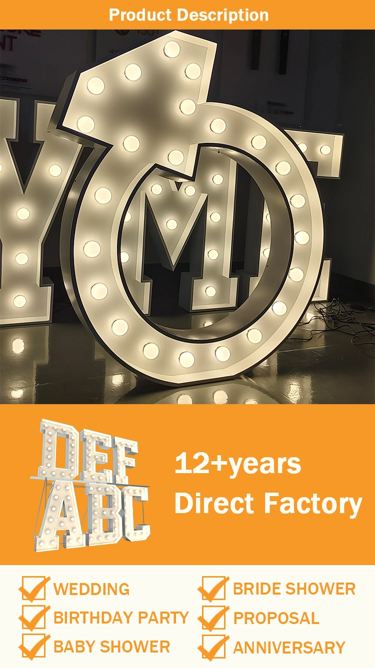 Factory Wholesale LED Marquee Letters Light up Backdrop for Wedding Logo