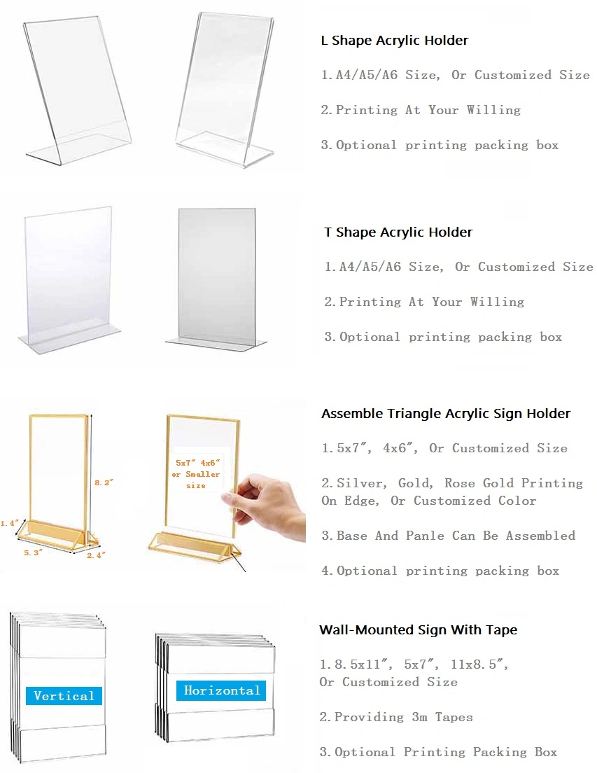 T-Shaped Clear Acrylic Tent Sign Holder with Inserting Card Base Card Holder