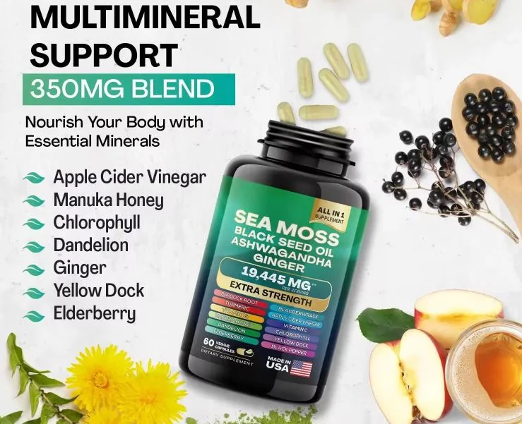 OEM Private Label Sea Moss Black Seed Oil Ashwagandha Capsules