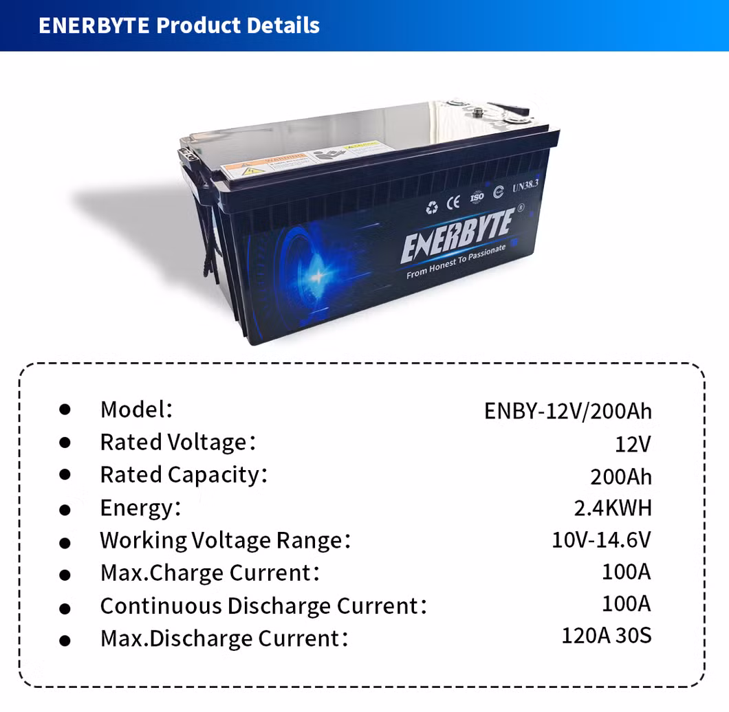 12V 200ah LiFePO4 Lithium - Ion Batteries for Motorhome, Golf Carts, Agv and Vehicles Can Replace Lead - Acid Batteries and Support Customization