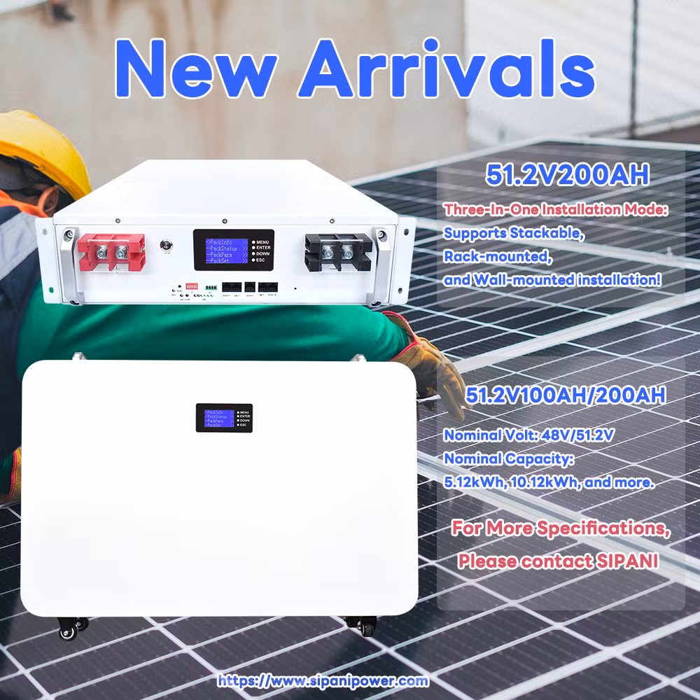 Sipani 5kwh 10kwh 15kwh 24V 48V 100ah 200ah 280ah 300ah Server Rack Mounted LiFePO4 Lithium Iron Phosphate Battery Solar System